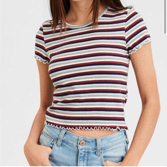 American Eagle striped baby tee size M - Picture 1 of 7